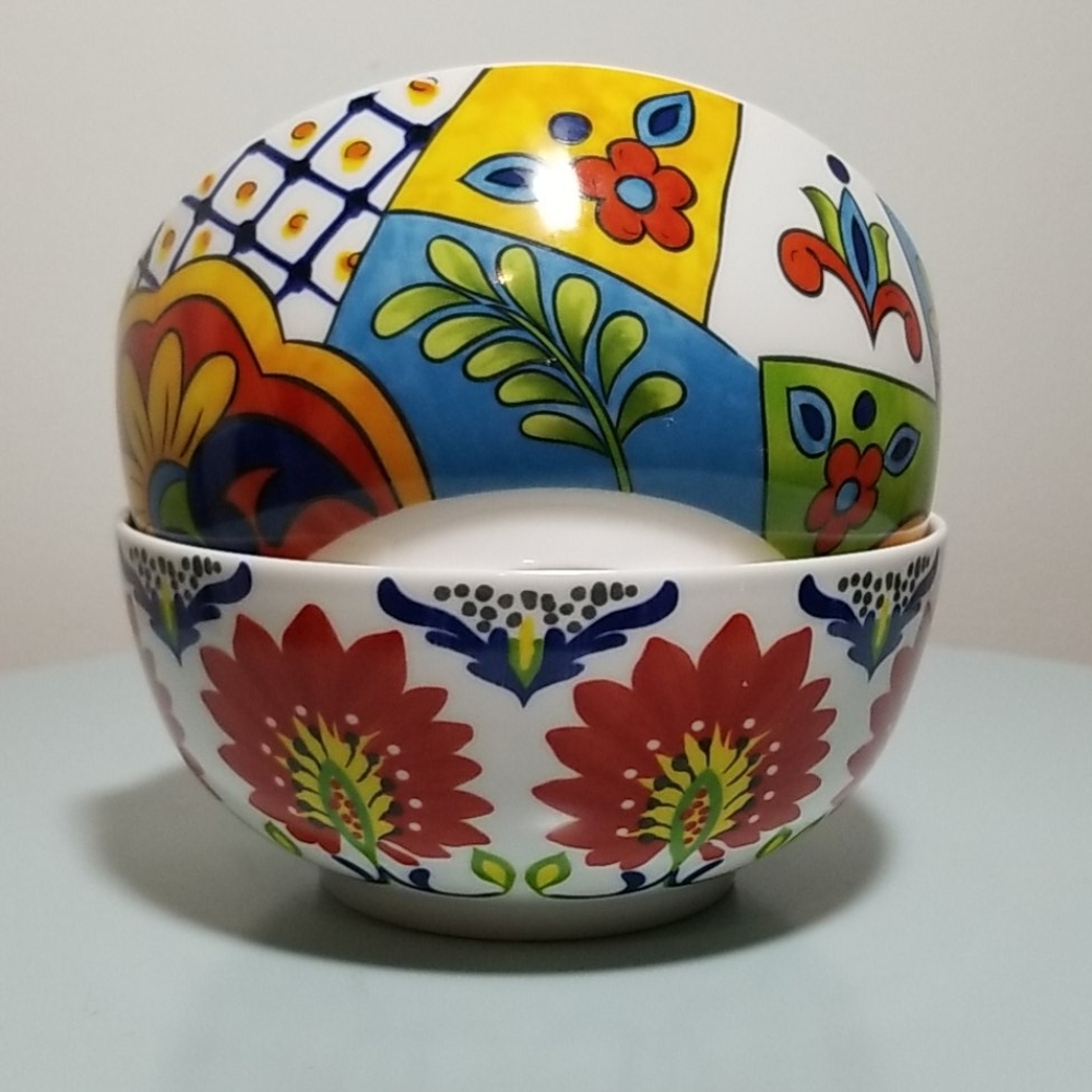 Maxcera Floral Design 6" Cereal Soup Ceramic Bowls - Picture 5 of 13